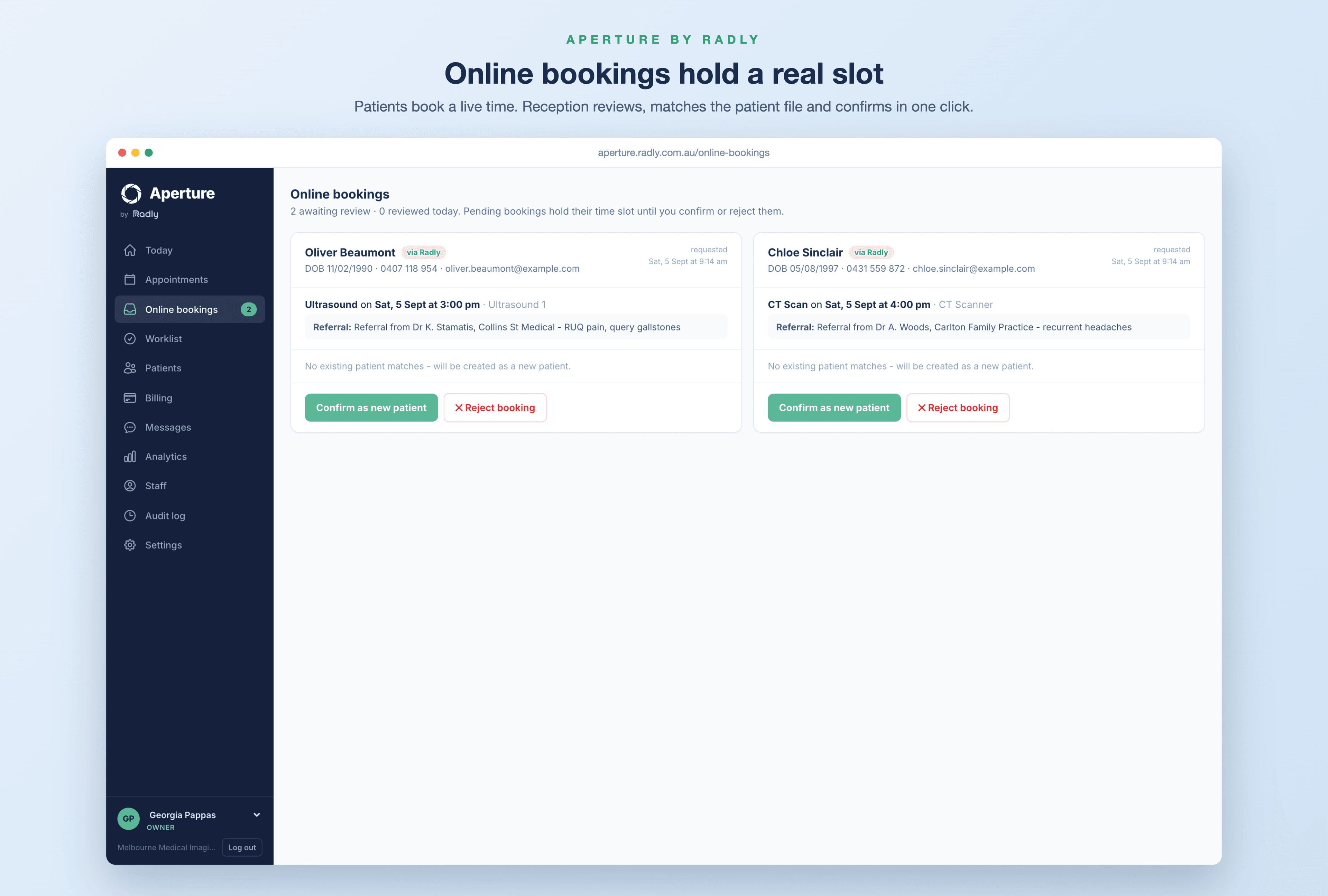 Online bookings queue