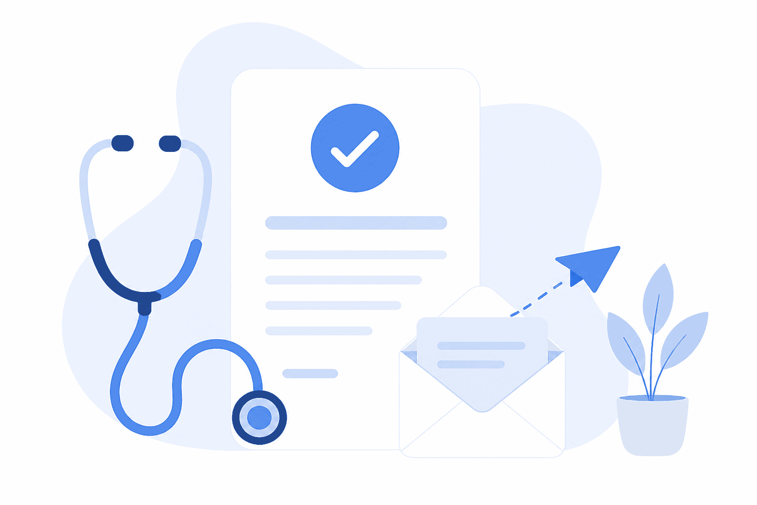 Medical report with a checkmark being sent to your GP